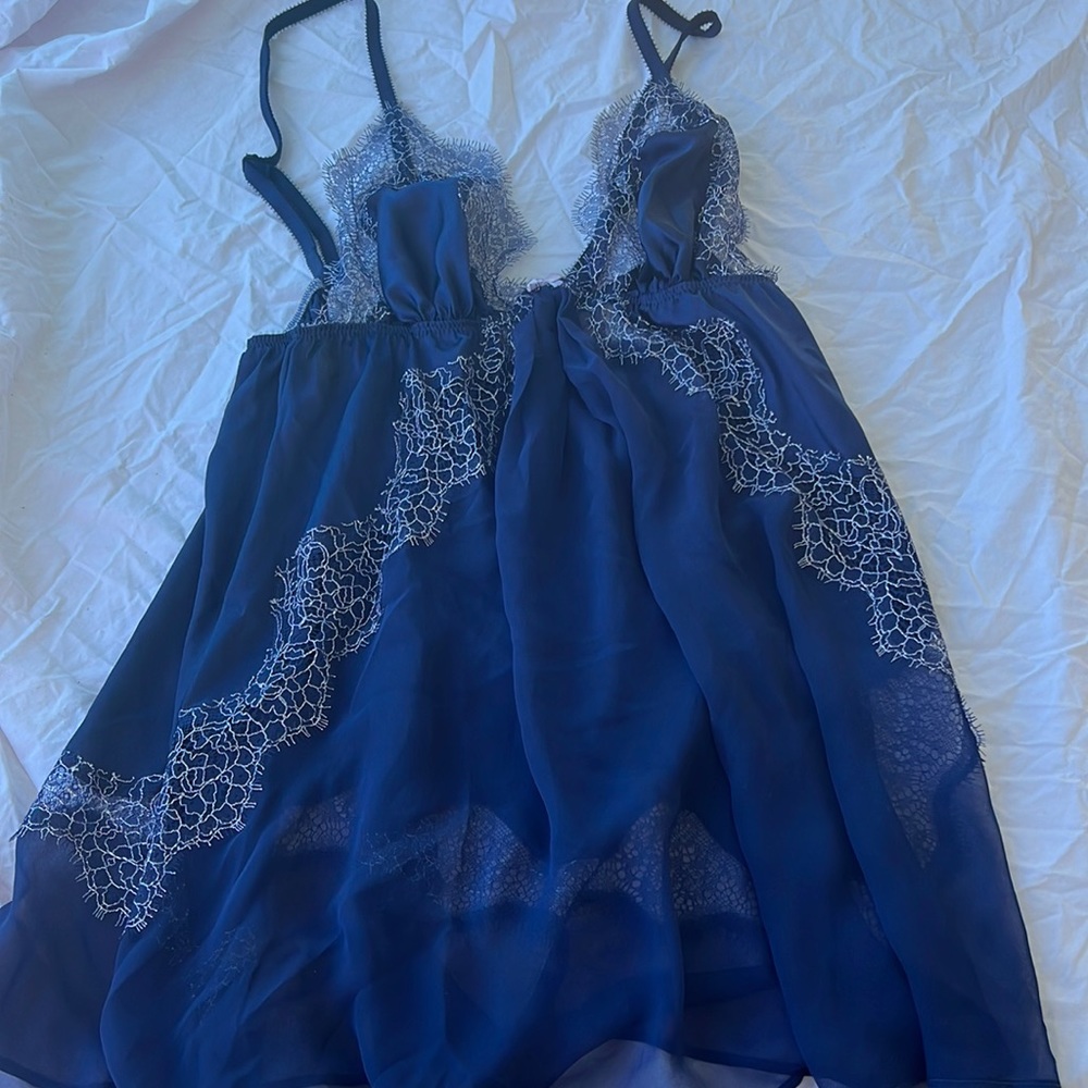 Dark blue vintage Victoria secret babydoll lingerie